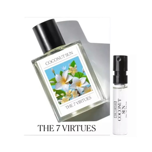2 x THE 7 VIRTUES Coconut Sun Eau de Parfum Sample - .06 fl oz ea. NEW ON CARDS - Picture 2 of 4